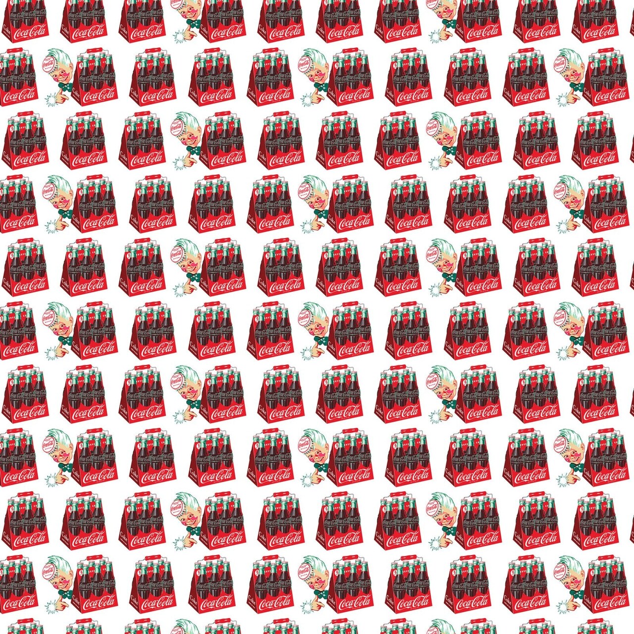 Fabric Northcott White Soda Packs Coca Cola by the Quarter Yard CC1004-10